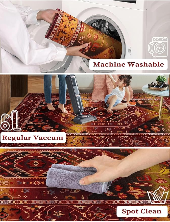 SERISSA 2x6 Washable Non Slip Boho Runner Rug - Image 3