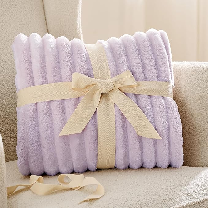 Bedsure Soft Twin Blanket for Bed Decor Gifts Lavender Fog 60"x80" | Birthday - Image 9