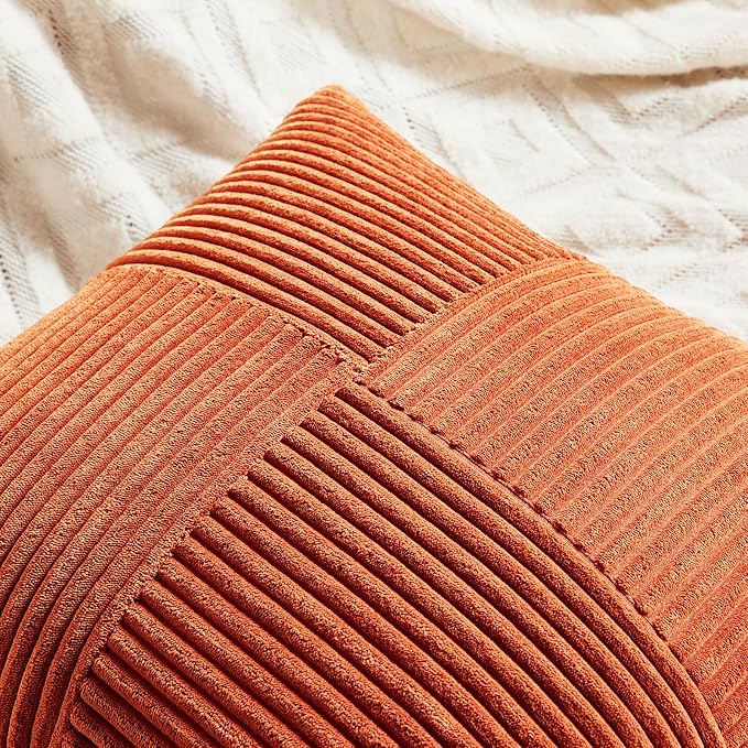 Fancy Homi Set of 2 Burnt Orange Samll Decorative Throw Pillow Covers 14x14 Inch - Image 3