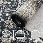 Black Floral Hallway Runner Rug 2'6"x14' - Image 5
