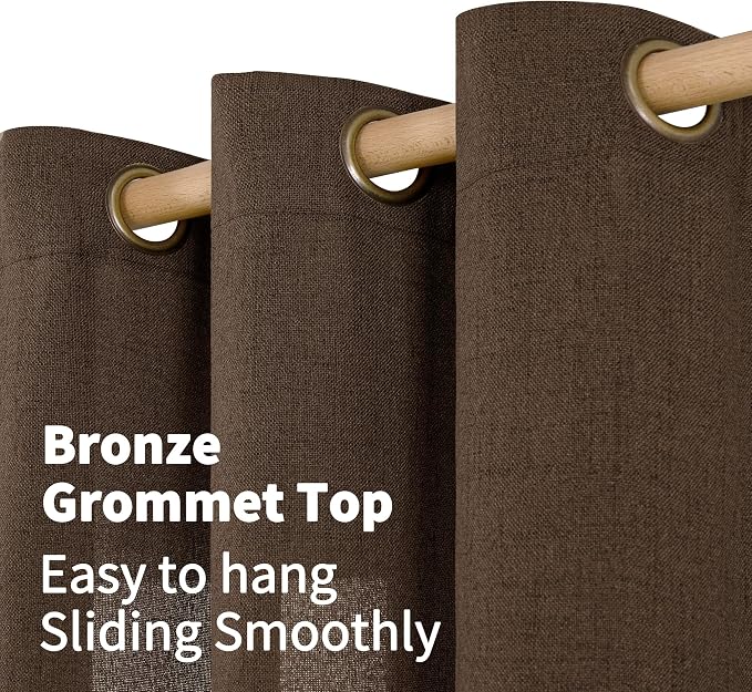 YoungsTex Brown Linen Curtains 108 Inches Long 2 Panels - Image 5