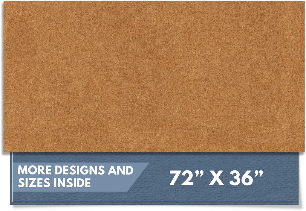 Barnyard Designs Natural Coco Coir Heavy Duty Backing Doormat - Large Cute Non-Slip Front Door Welcome Mat for Outside Entrance or Porch Entry, Brown (36x72, Plain Brown)