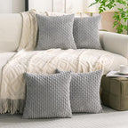 Set of 4 Grey Decorative Throw Pillow Covers 24x24 Inch Corduroy Pillow Covers - Image 8