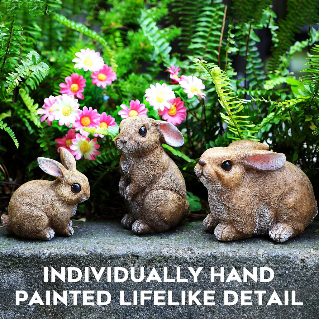 Bunny Decor Yard Decorations Outdoor Set of 3, Bunny Decorations for Home Garden Outdoor Statues, Easter Rabbit Figurines mom Gifts