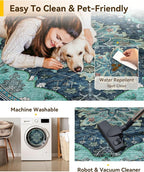RELEANY Washable Area Rug, Round 4ft, Teal | Non-Slip, Water Repellent - Image 4