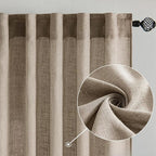 MIULEE Taupe Grey Linen Curtains 52x72 Inch Length 2 Panels - Image 2