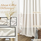 100% Blackout Linen Curtains for Bedroom 80 Inches Long Natural Cream Black Out - Image 7