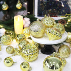 Christmas Ornaments Set with 36pcs Shatterproof Christmas Tree Decorations Multi-Size Christmas Ball Ornaments with 7 Styles Gold