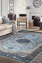 Keen Home Design 5x7 Rug - Machine Washable Area Rug with Non-Slip Backing, Ideal for Living Room, Dining Room, Bedroom - Vintage, Easy Clean, Durable, Low Pile Rug - (5' x 7')