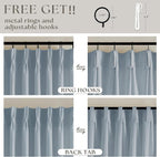 Blue Grey 90 Inch Linen Curtains Pinch Pleated - Image 5