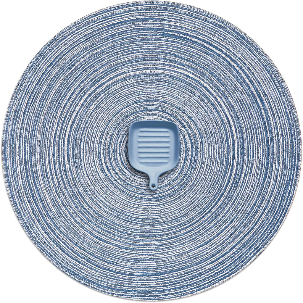 AHHFSMEI Round Braided Placemats Set of 6 Round Table Mats for Dining Tables Natural Woven Heat Resistant Place mats 15 Inch (Teal)