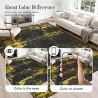 Area Rug Living Room: 5x5 Modern Washable Soft Carpet Black Gold | - Image 4