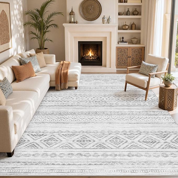 cotiled Boho 7x9 Area Rug for Living Room: Large Moroccan Washable Rug | Solve - Image 7
