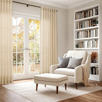 Tan Linen Curtains 90 Inch for Living Room Rod Pocket Back Tab Window Drapes - Image 6