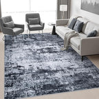 Area Rug Living Room: 4x6 Modern Washable Indoor Carpet Black | - Image 4