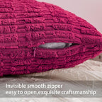 Pack of 2 Corduroy Decorative Throw Pillow Covers 18x18 Inch, Rose Red | Fall - Image 3