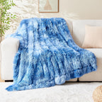 GONAAP Fuzzy Faux Fur Throw Blanket Twin Size Indigo Super Soft Cozy Plush Fuzzy Shaggy Blanket for Couch Sofa Bed (Indigo, Twin(60"x80"))