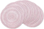 AHHFSMEI Round Braided Placemats Set of 6 Round Table Mats for Dining Tables Natural Woven Heat Resistant Place mats 15 Inch (Pink, 6)