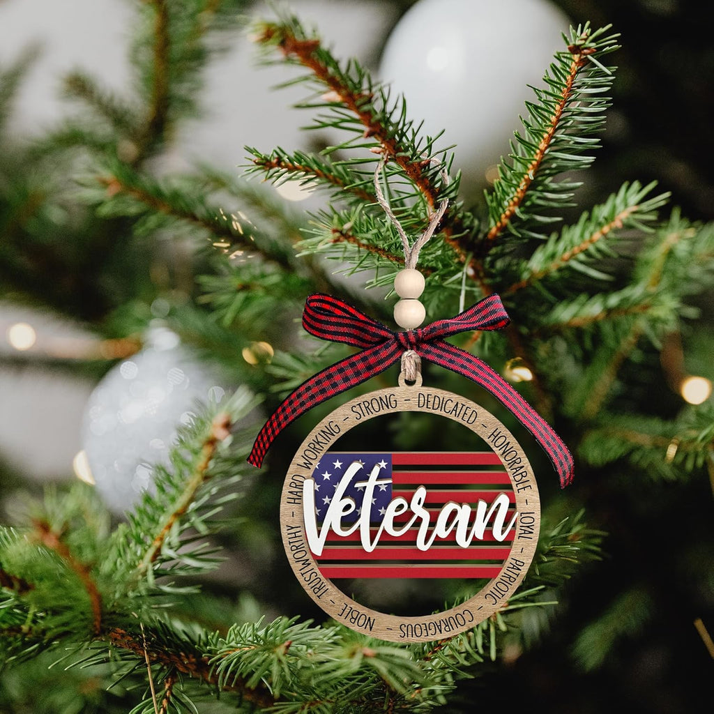 Veteran Ornaments - Veteran Gifts for Men - Military Christmas Ornament - Military Ornaments for Christmas Tree - Wooden Ornament