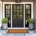 Barnyard Designs Natural Coco Coir Heavy Duty Backing Doormat - Large Cute Non-Slip Front Door Welcome Mat for Outside Entrance or Porch Entry, Brown (30x48, Welcome)