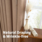 Mocha Brown Linen Semi Sheer Curtains 52X80 Inch Length - Image 5