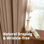 Mocha Brown Linen Semi Sheer Curtains 52 X 63 Inch Length - Image 6
