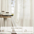 Linen Sheer Curtains 96 inches Long 2 Panel Set, Light Filtering Neutral Living - Image 8