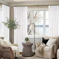 60 Inch Width Curtains 96 Inch White Linen Curtains Pinch Pleated | Linen Blend by Twodrapes