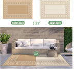 GENIMO Outdoor Rug 5'x8' Waterproof for Patio Decor, Reversible Outdoor Plastic Straw Rug Carpet, Camping Mats for Outdoor, RV, Backyard, Deck, Balcony, Picnic, Brown & Beige