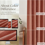 Pinch Pleated Linen Semi Sheer Curtains 45 Inch Length 2 Panels Firebrick | - Image 4