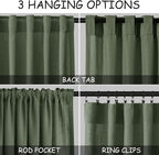 128 Inch Extra Long Curtain for Floor to Ceiling High Window Olive Green Linen - Image 2