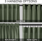 138 Inch Extra Long Curtain for Floor to Ceiling High Window Olive Green Linen - Image 3