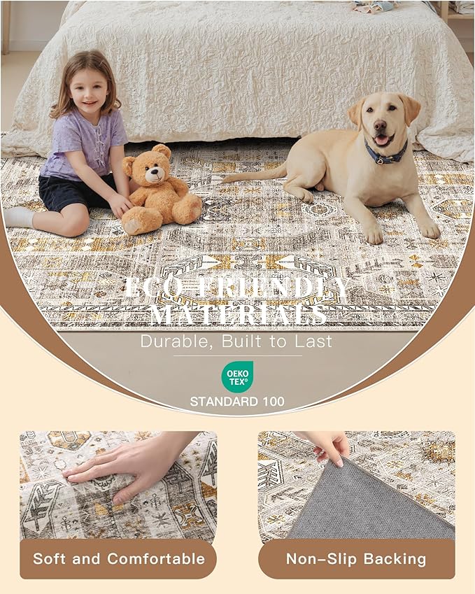 Madane Area Rug 4x6 Washable Rugs Vintage - Image 5
