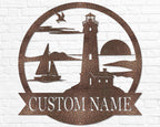 Custom Lighthouse Decor | Personalized Beach Coastal Lake House Decor | Metal Sign Wall Art Sailing Gift for Him Beach Wedding