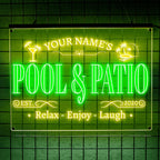 Personalized Pool & Patio Neon Sign, Custom LED Wall Light for Backyard Decor, Outdoor Bar Sign, Relaxing Vibes Gift for Homeowners