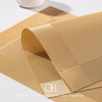 Placemats Set of 4 - Easy Clean Woven Vinyl Placemats for Dining Table, Indoor/Outdoor Place Mats, Washable PVC Table Mats（Gold Cube）