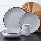 Stone Lain Daisy Stoneware 32-piece Round Dinnerware Set, Daisy - White and Black