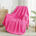 Exclusivo Mezcla Soft Waffle Fleece Bed Blanket Twin XL Size, Hot Pink | - Image 4