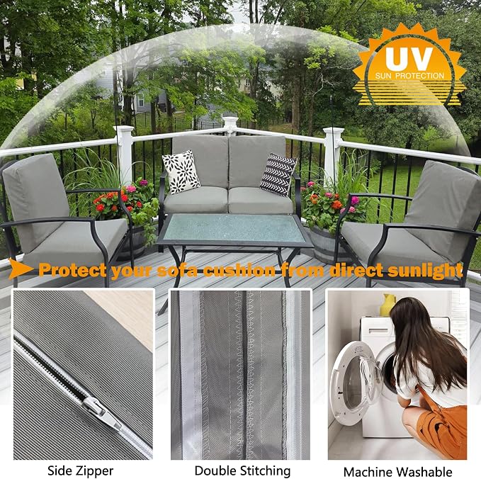 Sqodok Patio Cushion Cover 25x25 inch, Outdoor Seat Cushion Slip Cover - Image 5