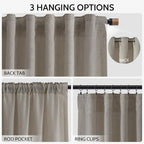 Grey Beige Linen Curtains 96 Inches Long - Image 2