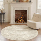 Soalmost 6x6 Beige Round Rug 6ft Circle Living Room Area Rugs Non-Slip | by Soalmost