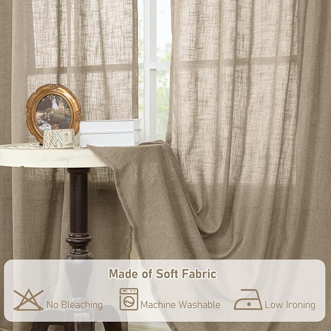 Taupe Linen Curtains 90 Inch Length - Image 9