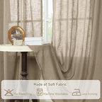 95 Inches Long Linen Curtains for Living Room, Semi Sheer Panels | Light - Image 8