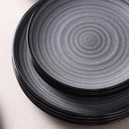 Stone Lain Dua 4-Piece Salad Plate Set Stoneware, Black