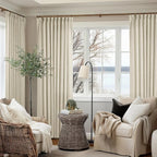 60 Inch Width 84 Inches Long Linen Pinch Pleated Curtains 1 Panel | Light - Image 8