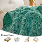 XeGe Luxury Fluffy Throw Blanket, Emerald Green Soft 50x60 Faux Fur Blanket Throw, Shaggy Plush Decorative Couch Blanket, Cute Furry Throw Fuzzy Blanket for Sofa Bed, Ombre Emerald Green