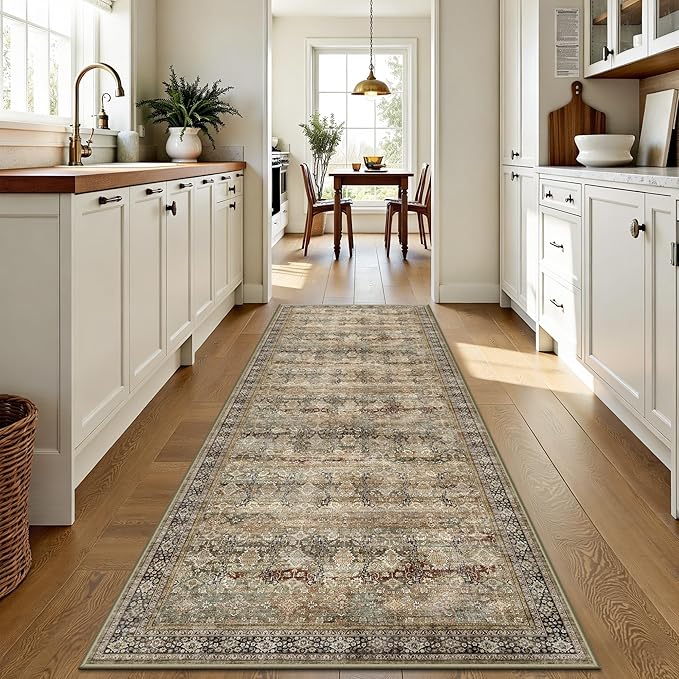 2x6 Hallway Runner Rug, Washable Vintage Retro Long Runner Rugs by Yarooge
