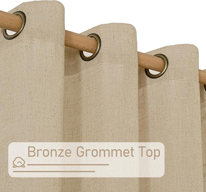 78 Inch Length Brown Linen Curtains - Image 3