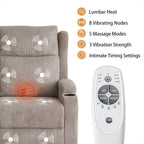 Lift Recliner Chair for Adults with Massage and Heating, Power Lift Recliner Chairs for Elderly, Corduroy Fabric Reclining Chair with USB &Type-C Port, Cup Holders, L6111 (Khaki)