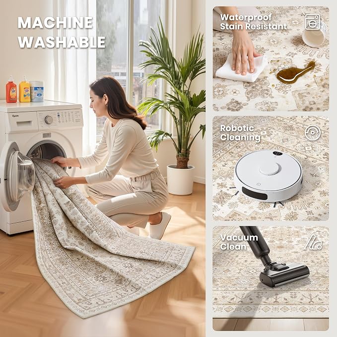 2'6 x 14' Runner Rug Non Slip, Washable Kitchen Rugs, Living Room, Extra Long - Image 4